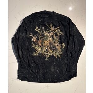 Redhead Mens Black Long Sleeve Button Up Deer Camo Print